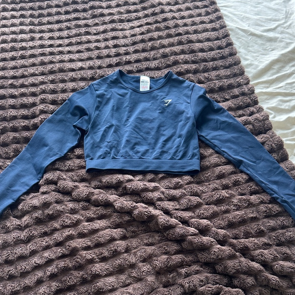 Gymshark Dark Navy Cropped Long Sleeve Sweat Top